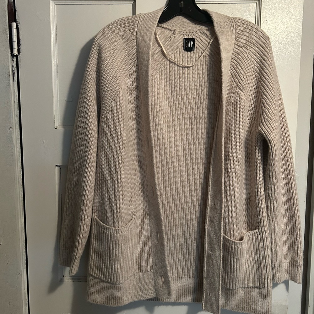 GAP Women's Beige Open-Front Cardigan